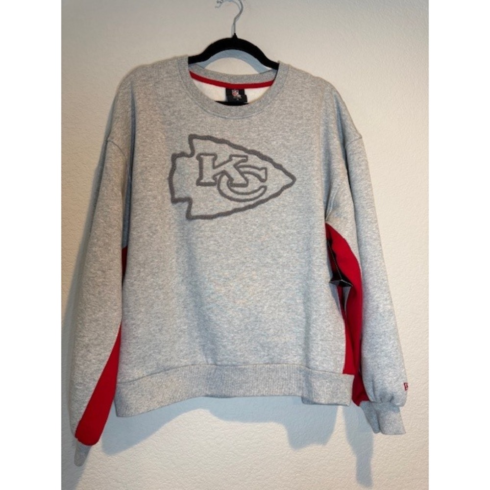 New Era Kansas City Chiefs NFL‎ Sweatshirt Womens XL Gray Red Fleece
